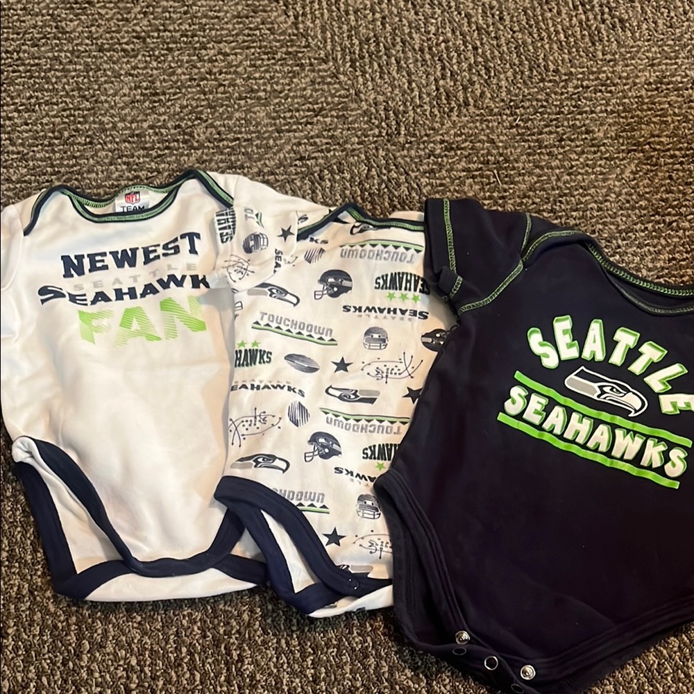 NFL Seahawks Baby Bodysuit Set - Navy, White, Green